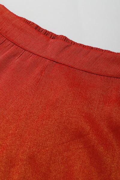 Red Ankle Length Festive Culottes