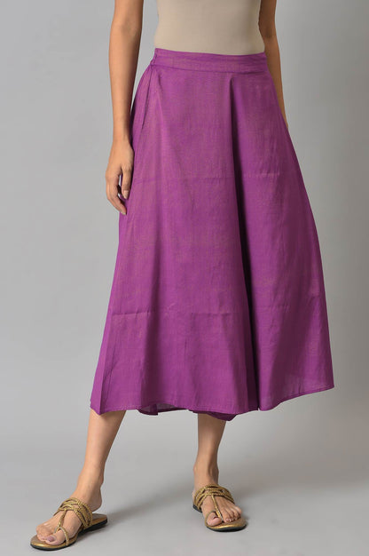 Purple Ankle Length Flared Culottes