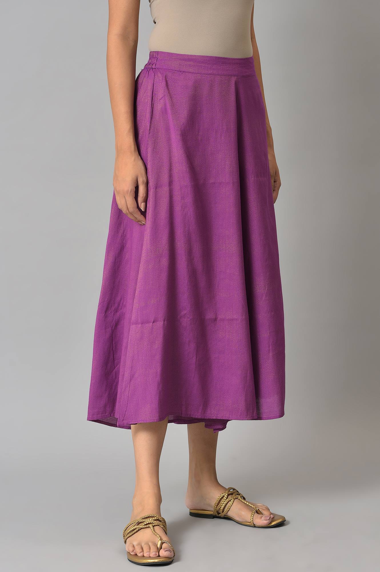 Purple Ankle Length Flared Culottes