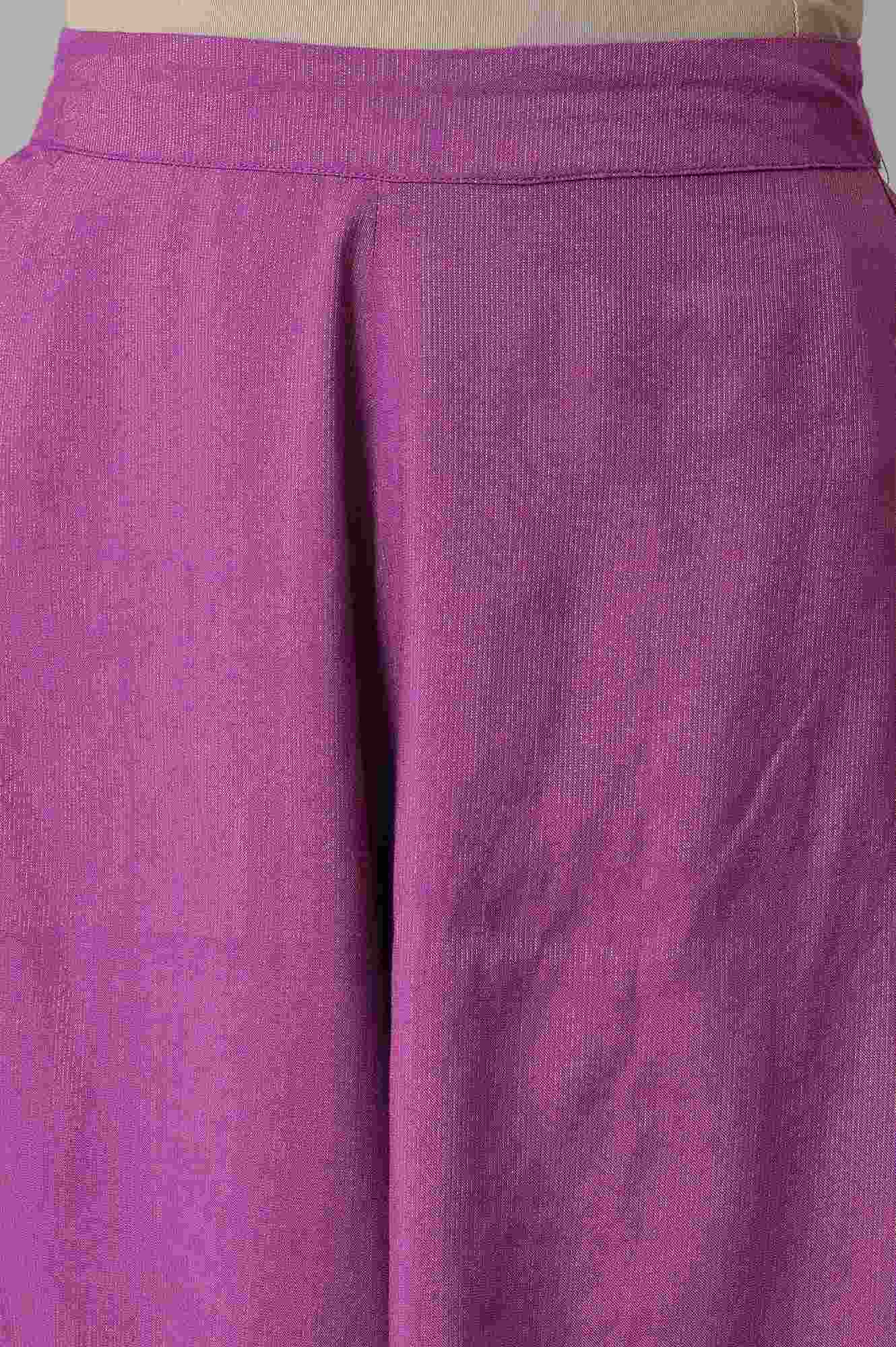 Purple Ankle Length Flared Culottes