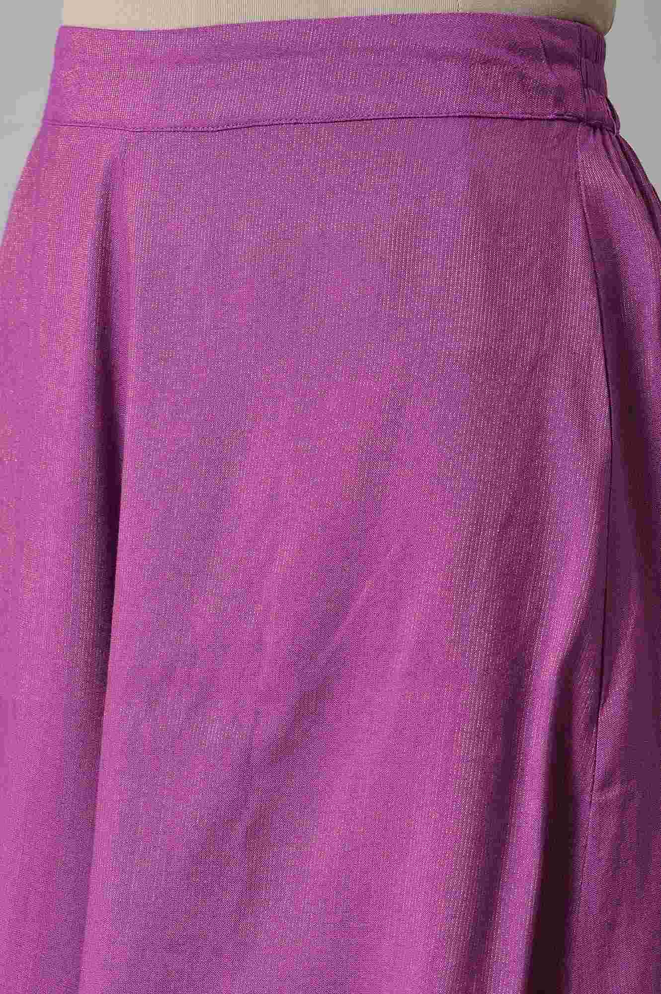 Purple Ankle Length Flared Culottes