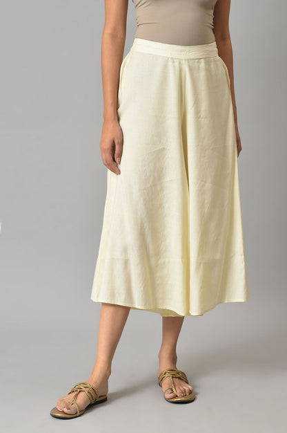 White Ankle Length Flared Culottes