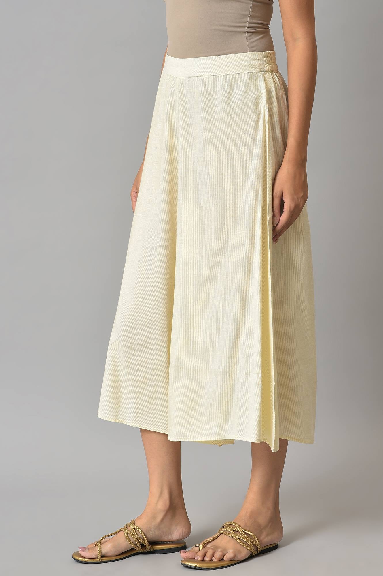 White Ankle Length Flared Culottes