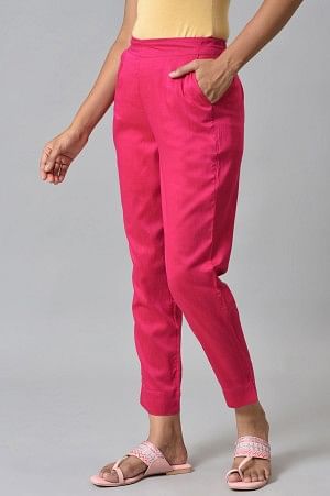 Magenta Solid Light Festive LIVA Eco Trouser Pants