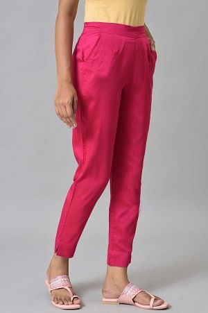 Magenta Solid Light Festive LIVA Eco Trouser Pants