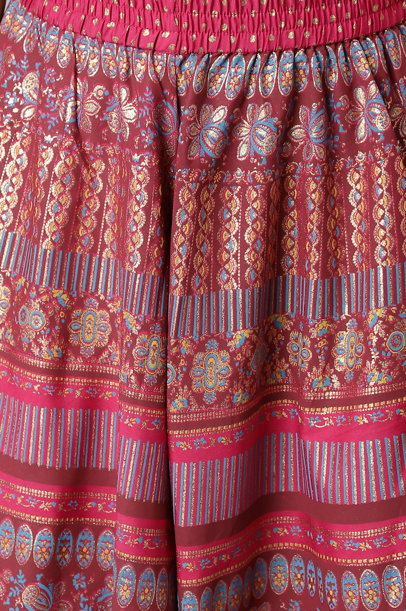 Pink Foil Print Circular Skirt