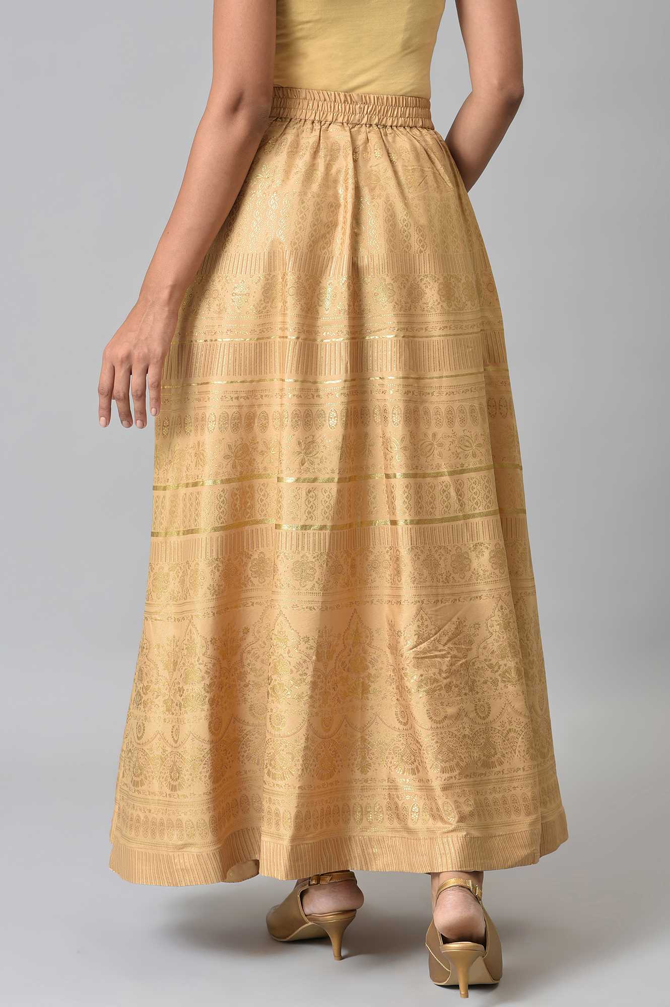 Gold Foil Print Circular Skirt