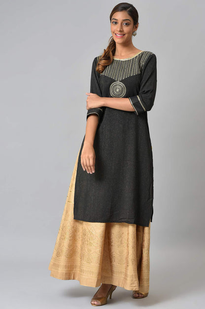 Gold Foil Print Circular Skirt