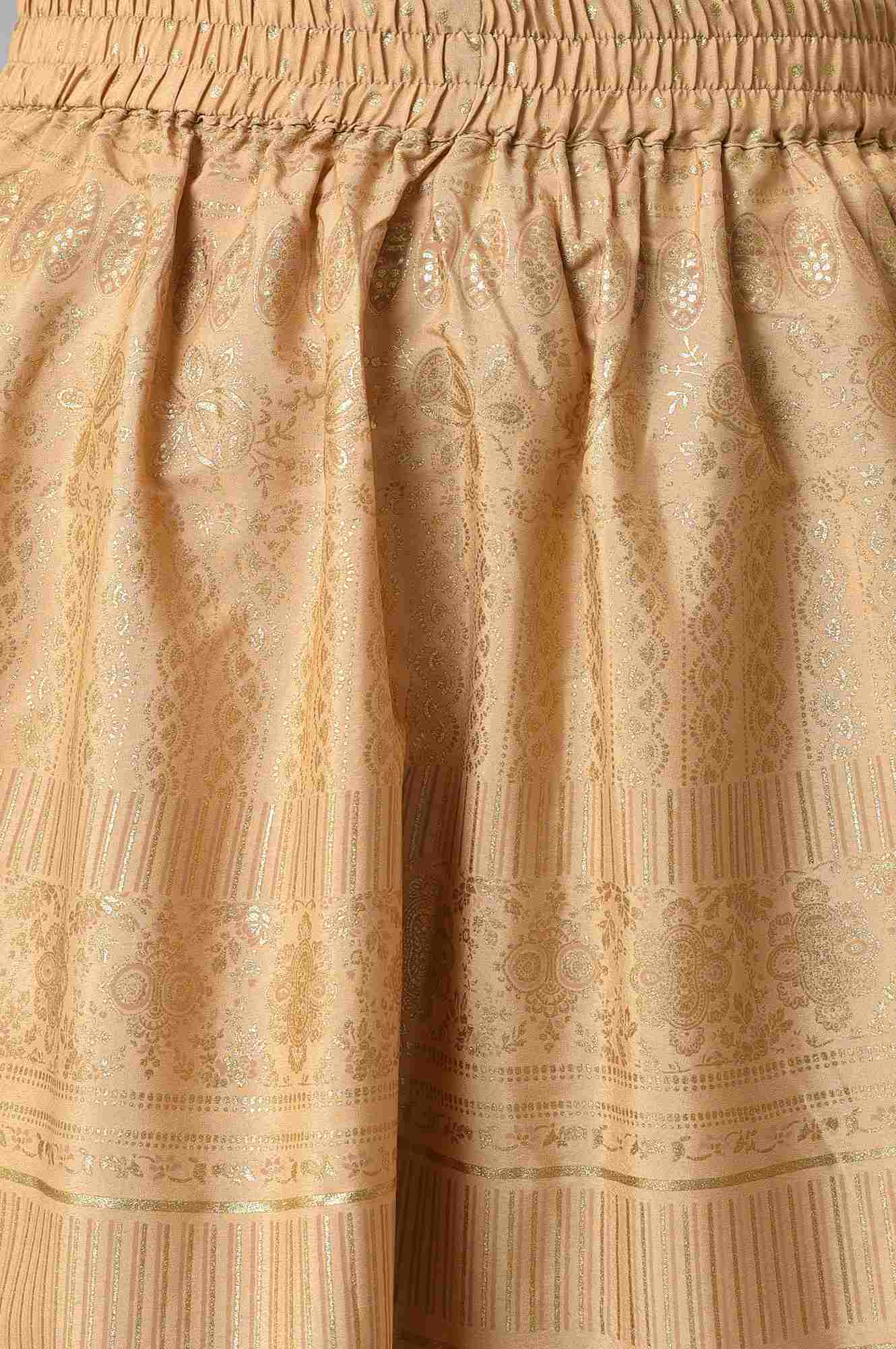 Gold Foil Print Circular Skirt