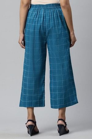 Blue Check Print Culottes