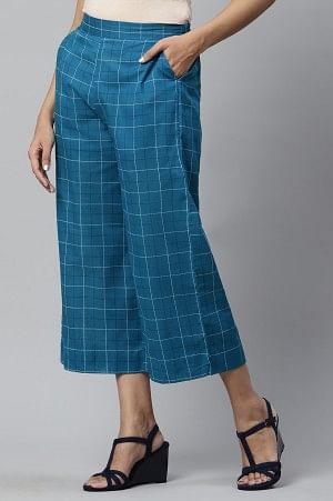 Blue Check Print Culottes