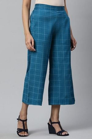 Blue Check Print Culottes