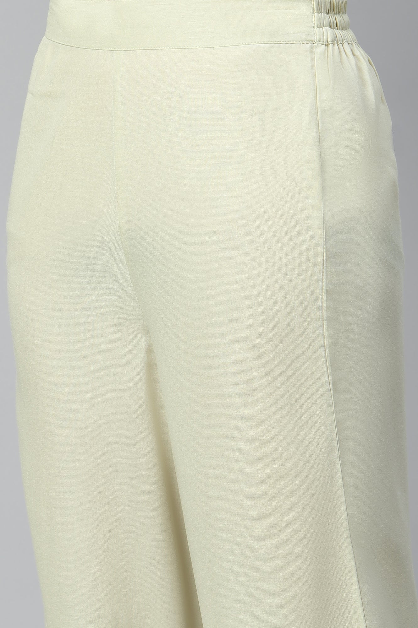 Custard White Ankle Length Solid Palazzo