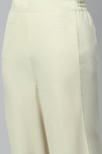 Custard White Ankle Length Solid Palazzo
