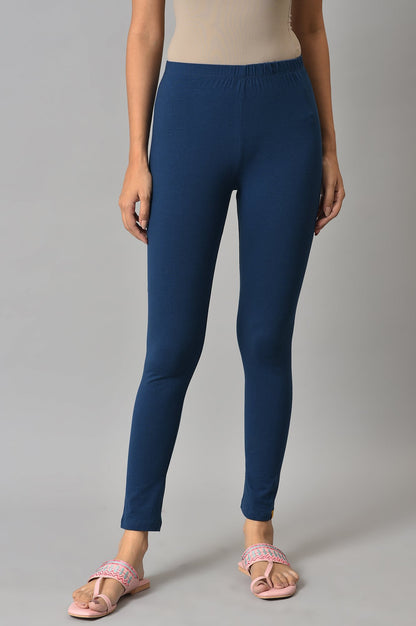 Blue Cotton Lycra Tights