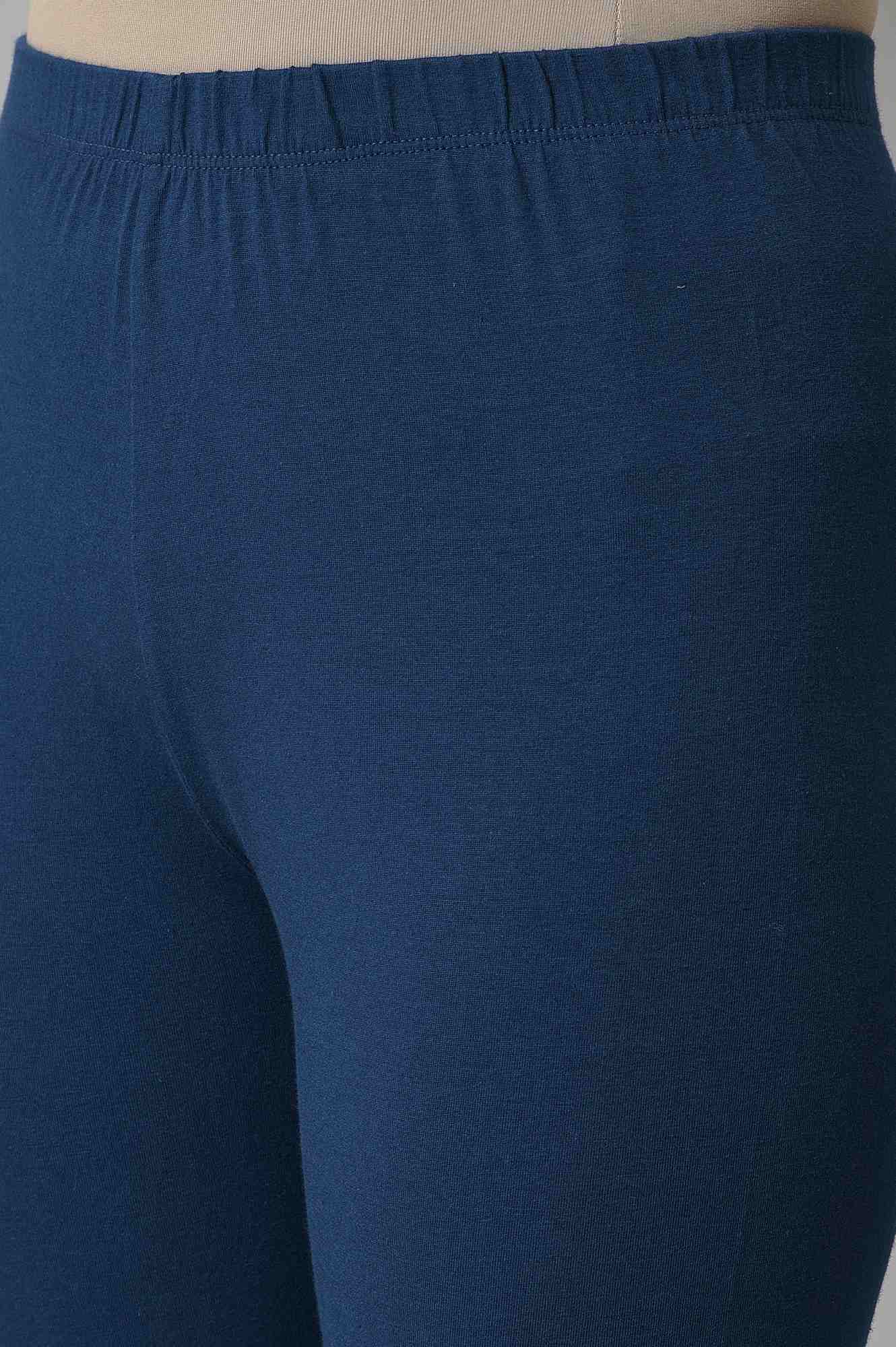 Blue Cotton Lycra Tights