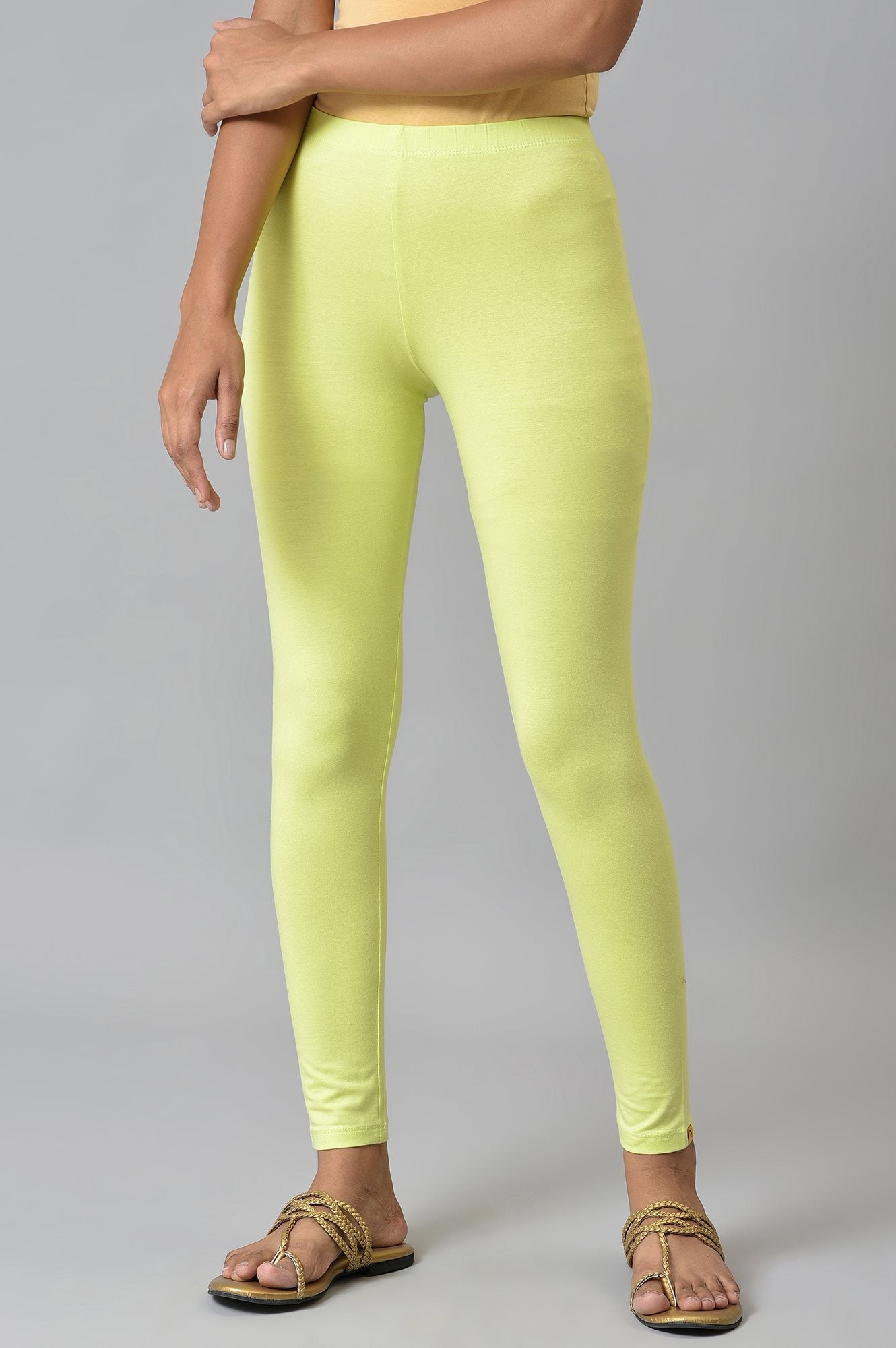 Lemon Yellow Cotton Lycra Tights