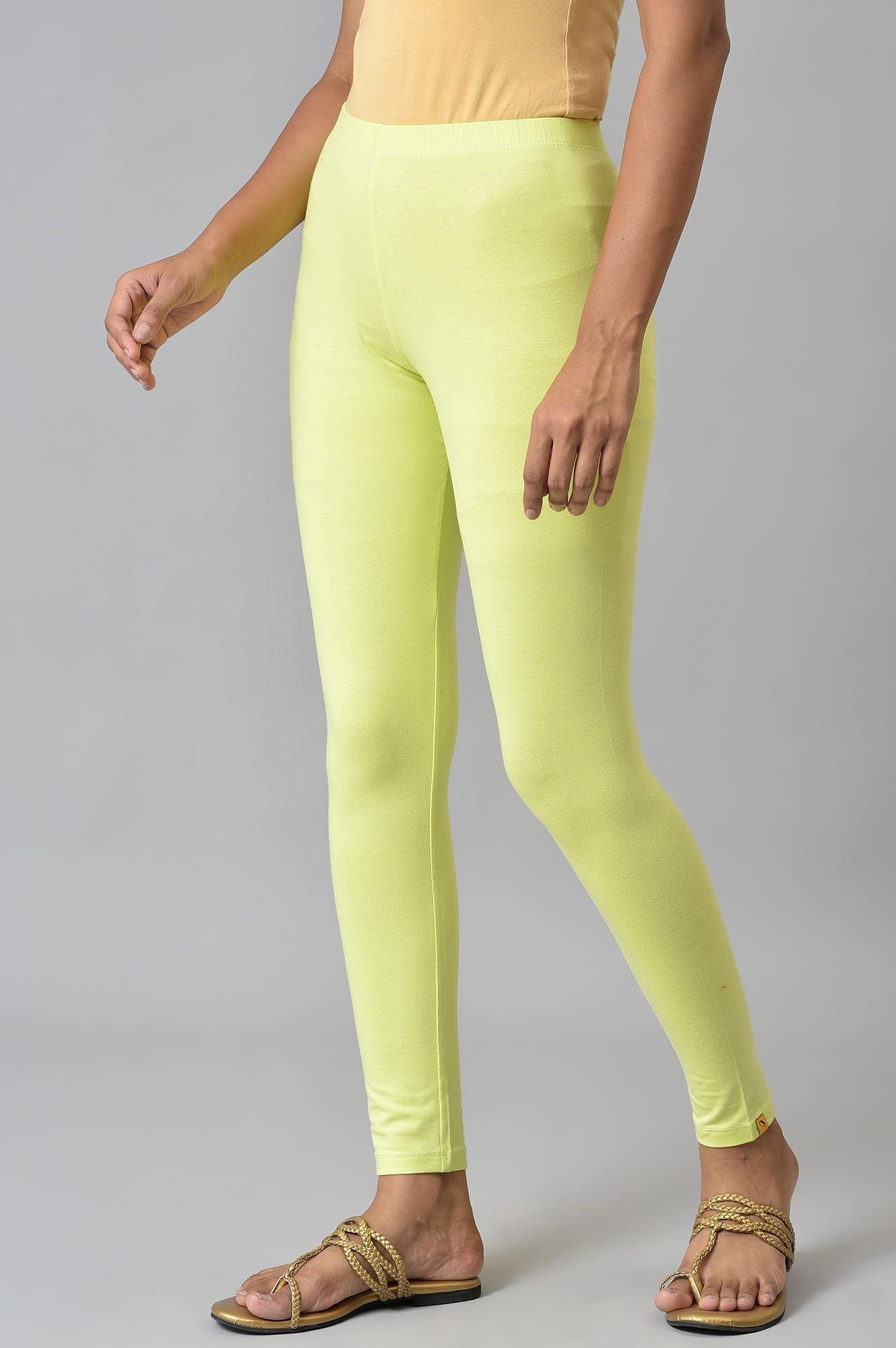 Lemon Yellow Cotton Lycra Tights