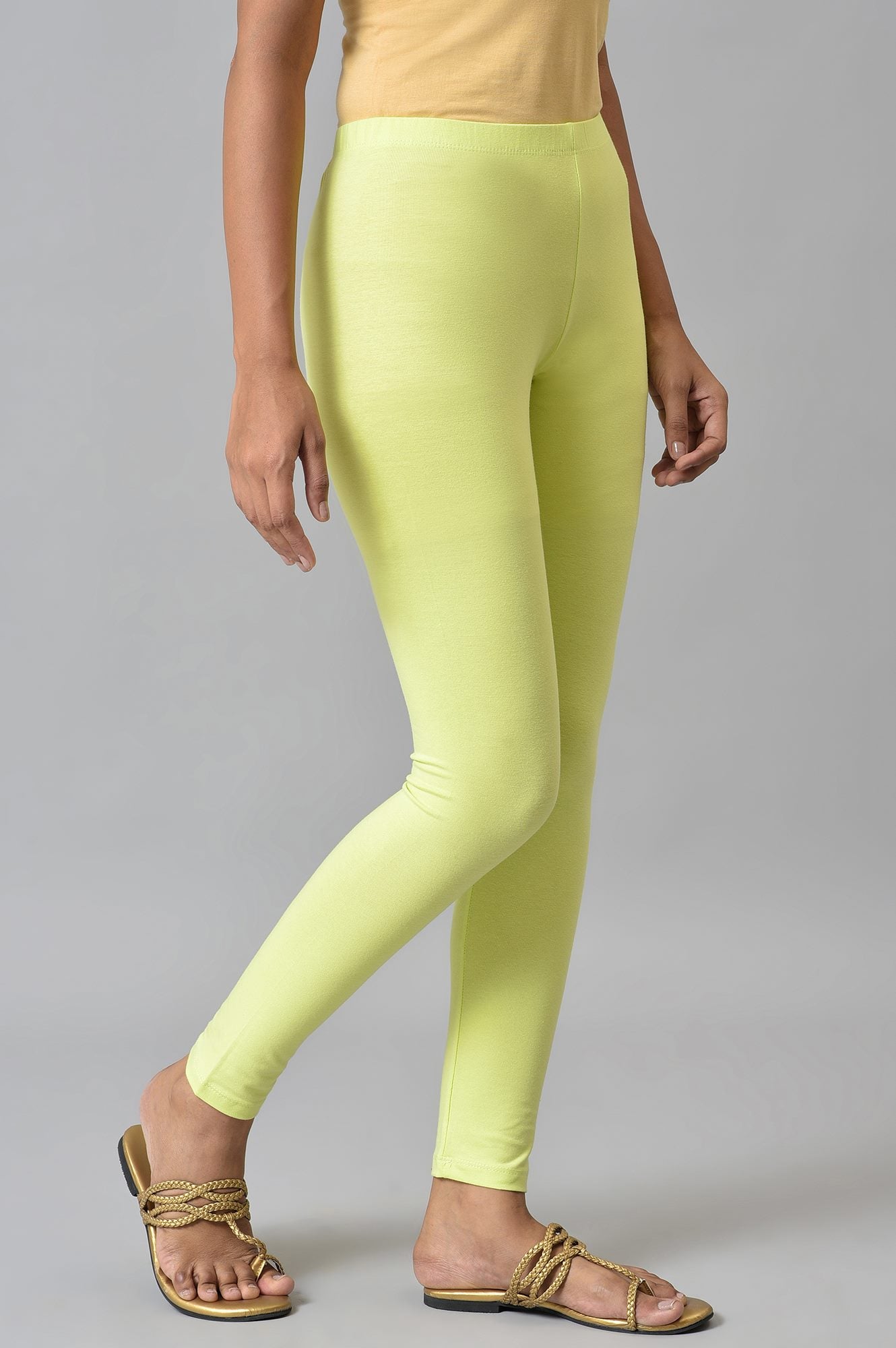 Lemon Yellow Cotton Lycra Tights