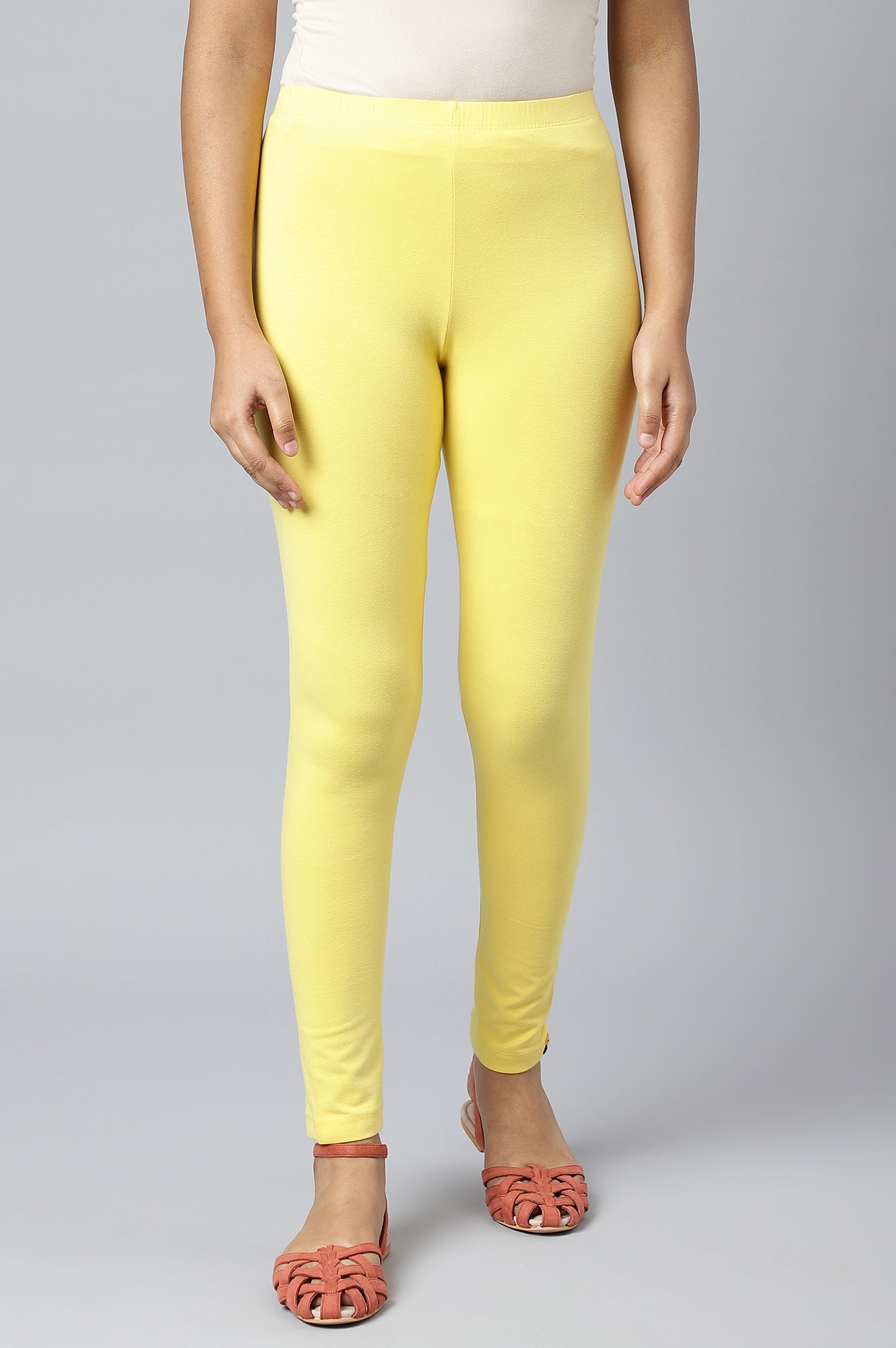 Yellow Cotton Lycra Tights