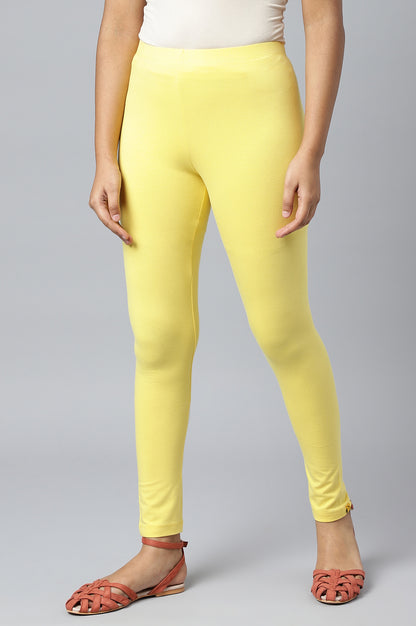 Yellow Cotton Lycra Tights