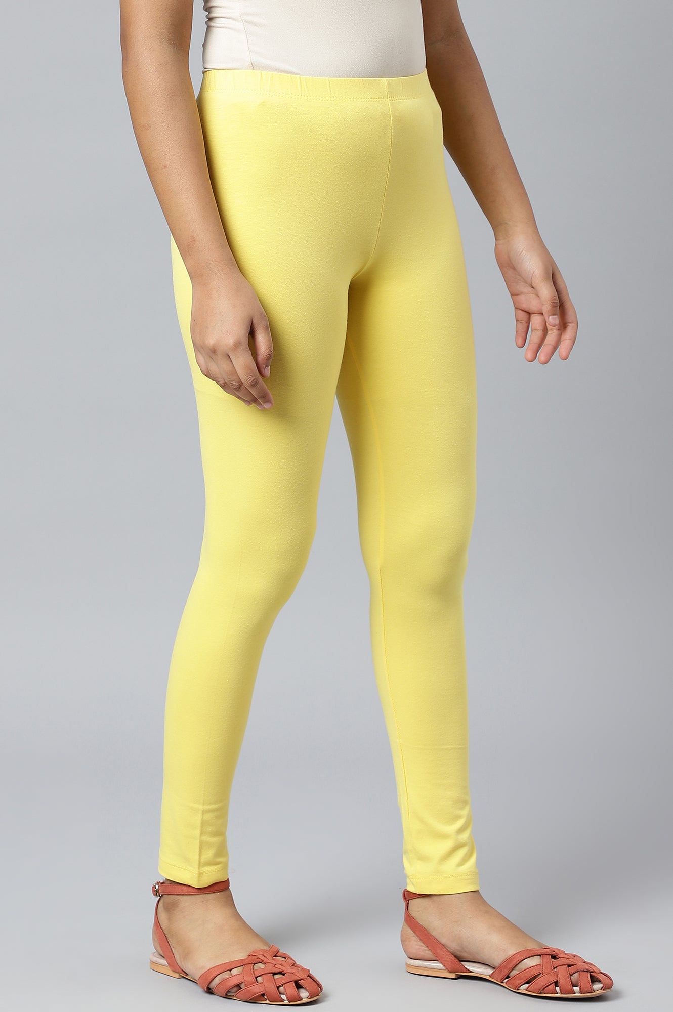 Yellow Cotton Lycra Tights