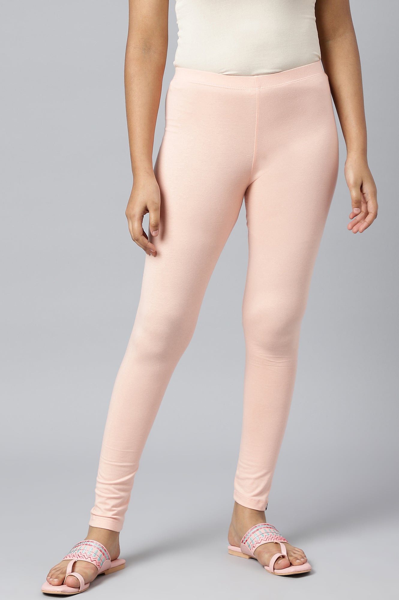 Pink Cotton Lycra Tights