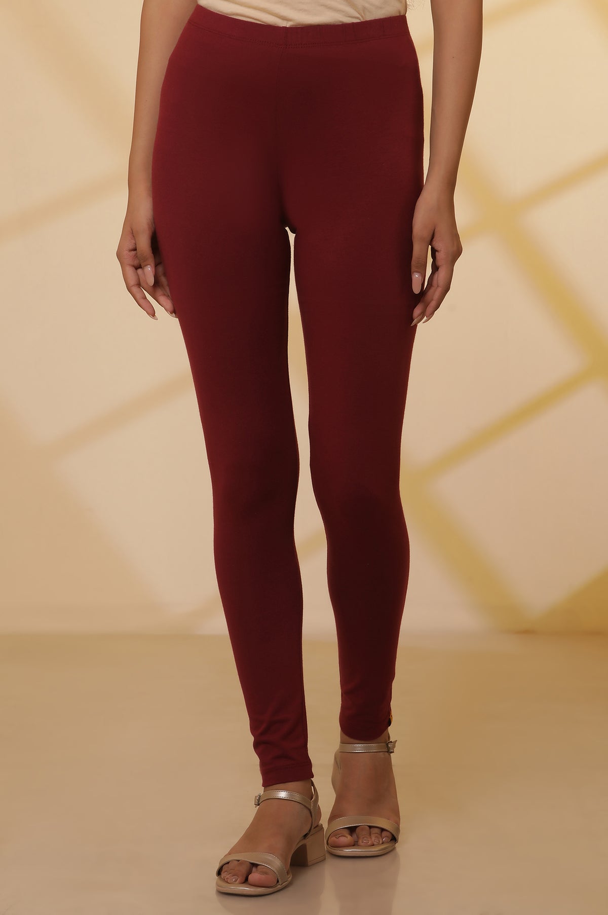Maroon Cotton Lycra Tights - S