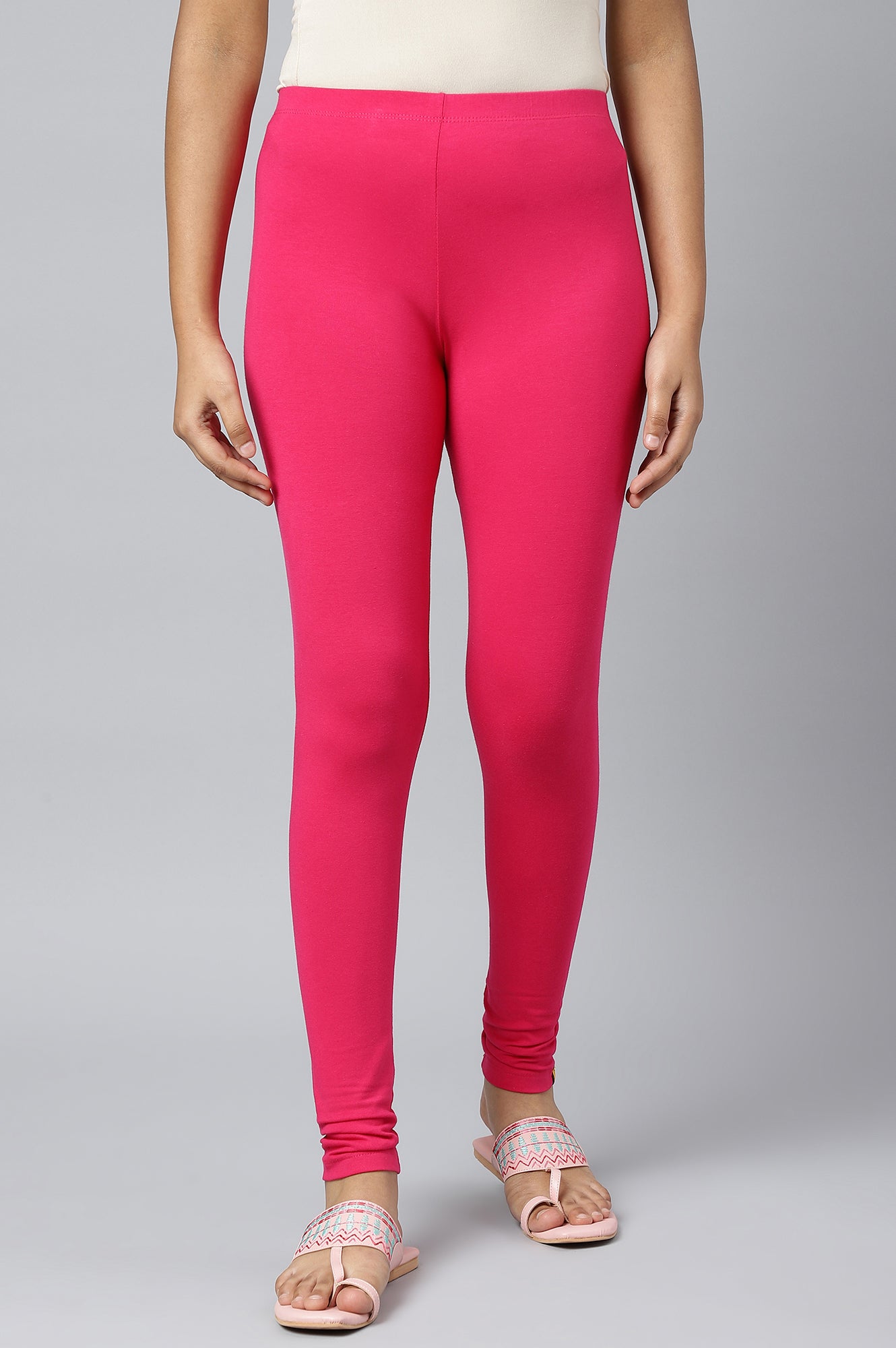 Pink Cotton Lycra Tights