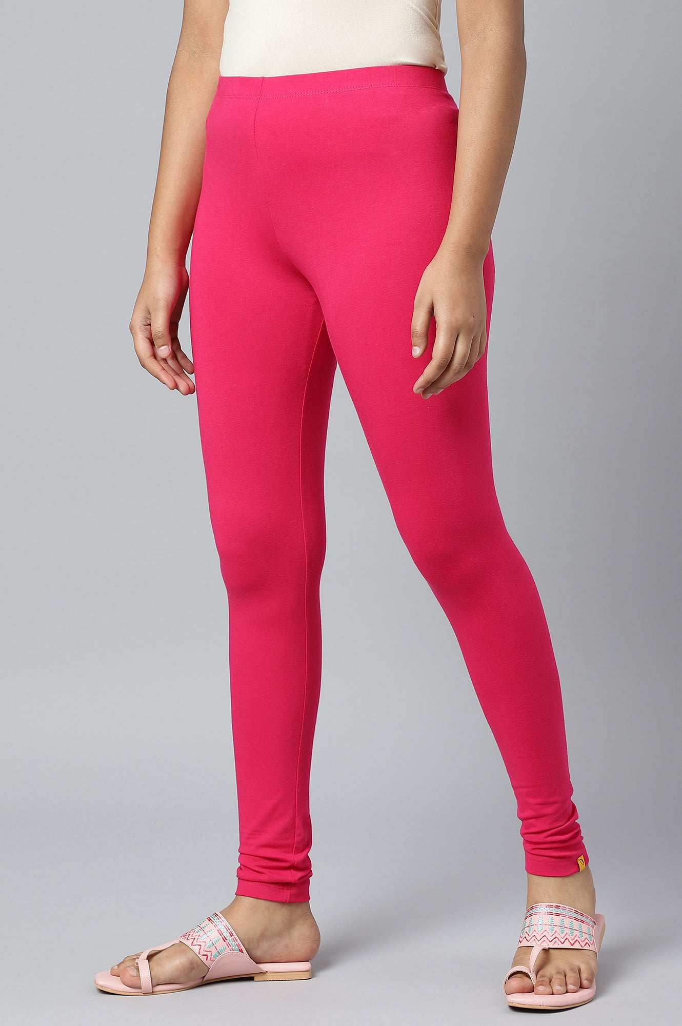 Pink Cotton Lycra Tights