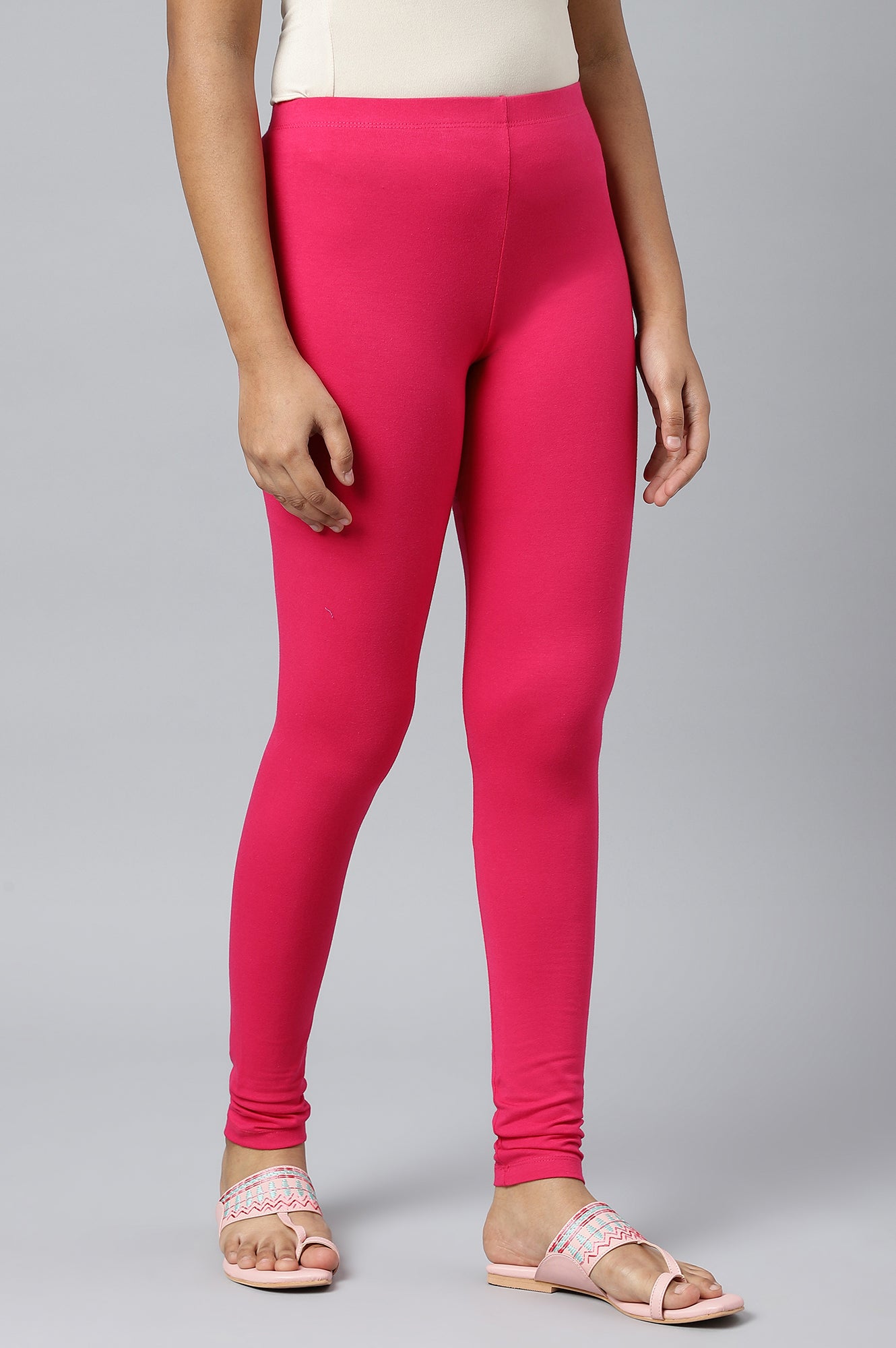 Pink Cotton Lycra Tights