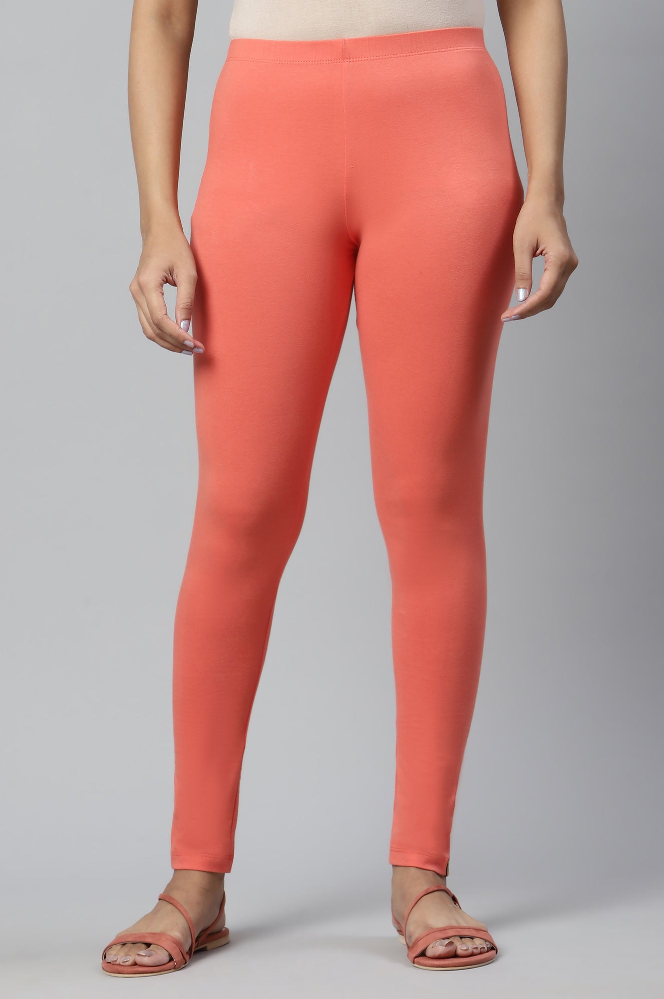 Peach Cotton Lycra Tights