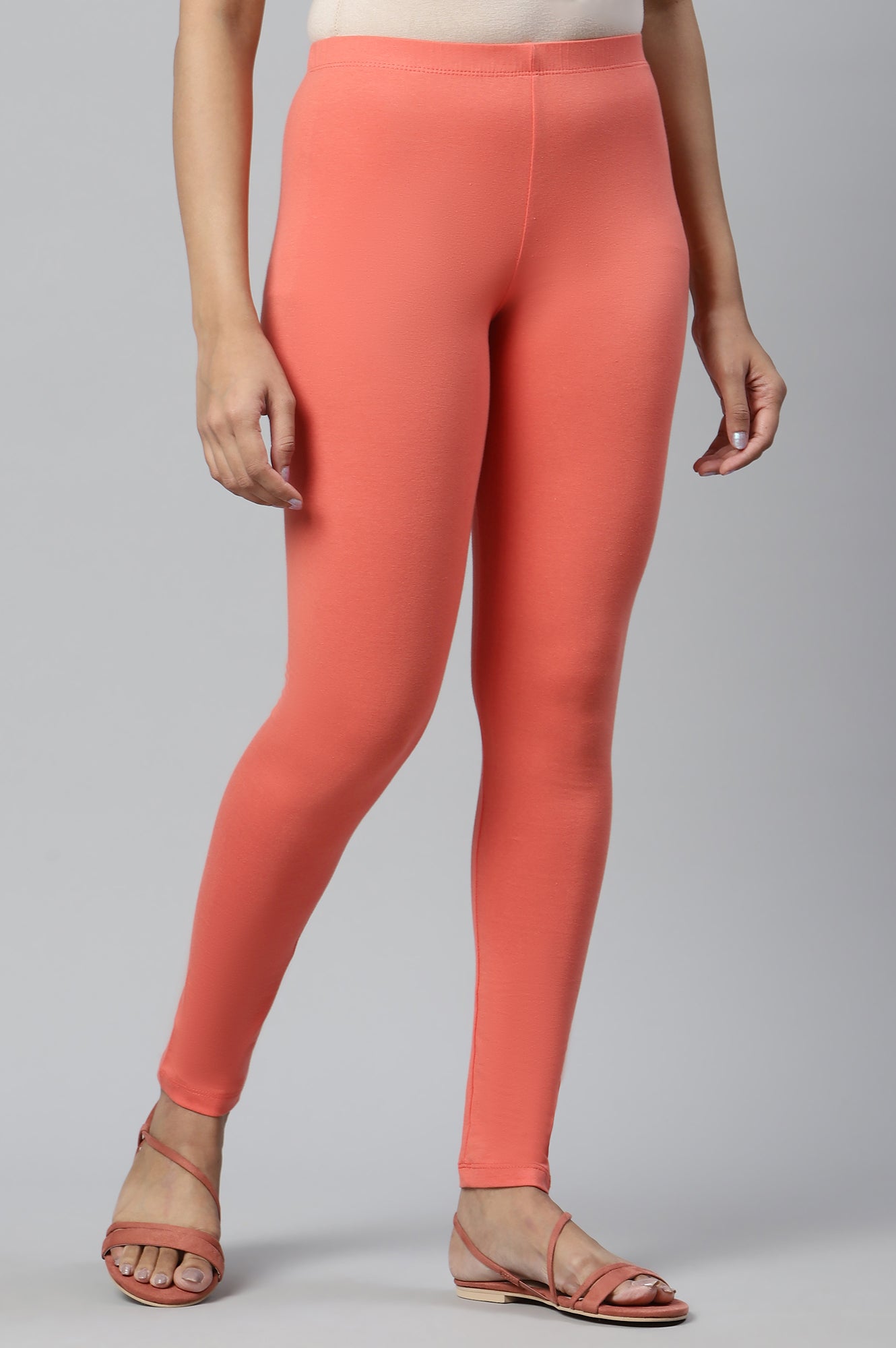 Peach Cotton Lycra Tights