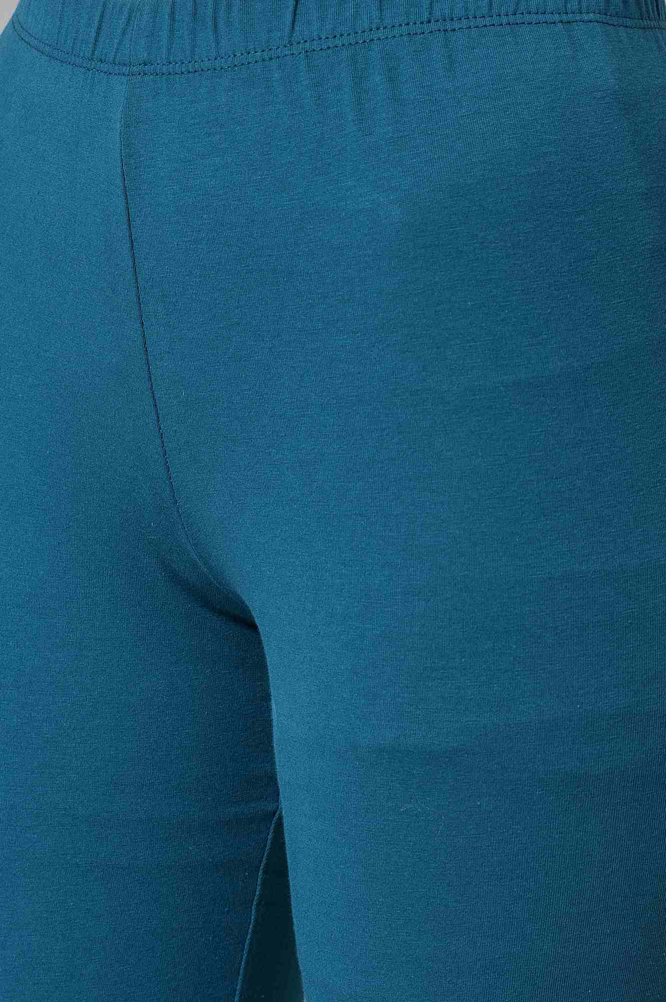 Blue Cotton Lycra Tights