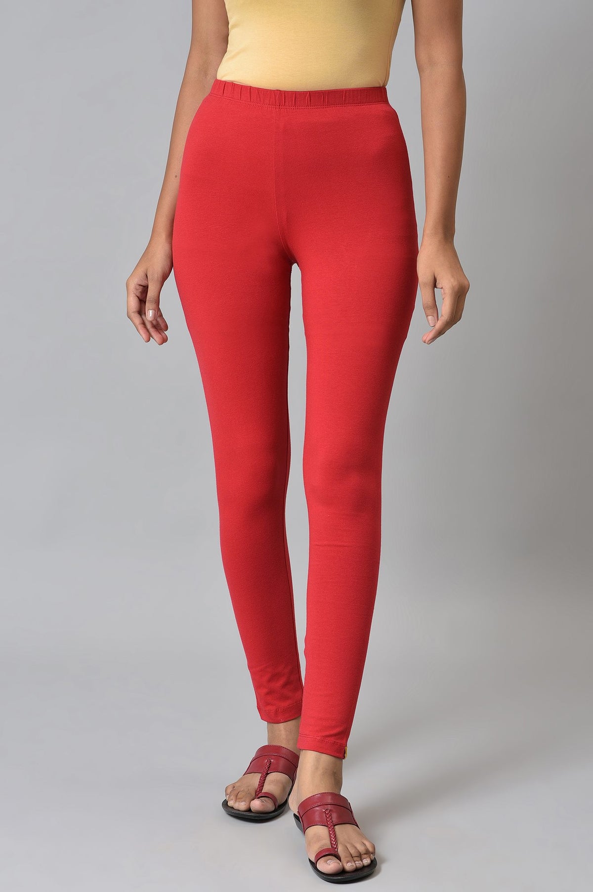 Red Cotton Lycra Tights - XS