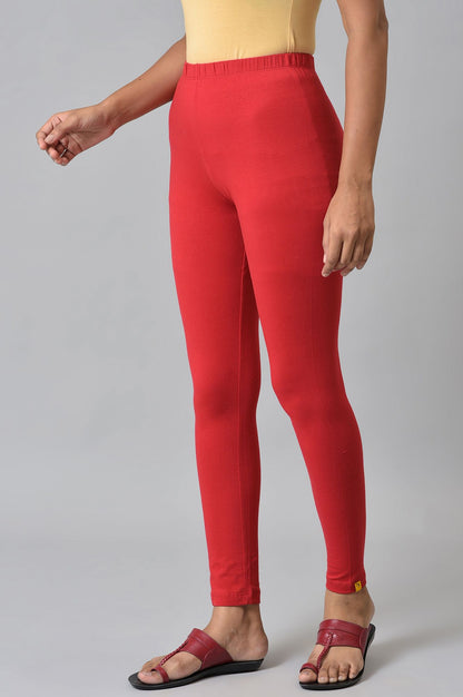 Red Cotton Lycra Tights