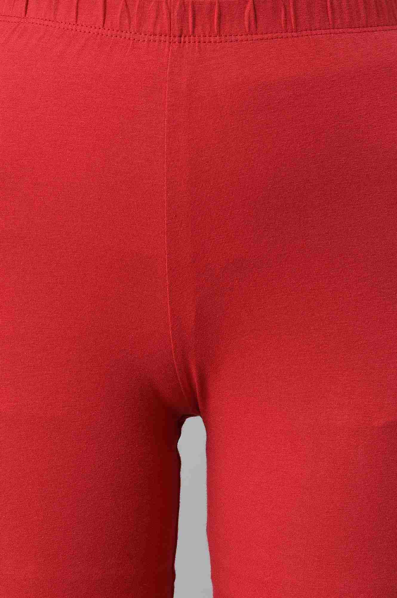 Red Cotton Lycra Tights