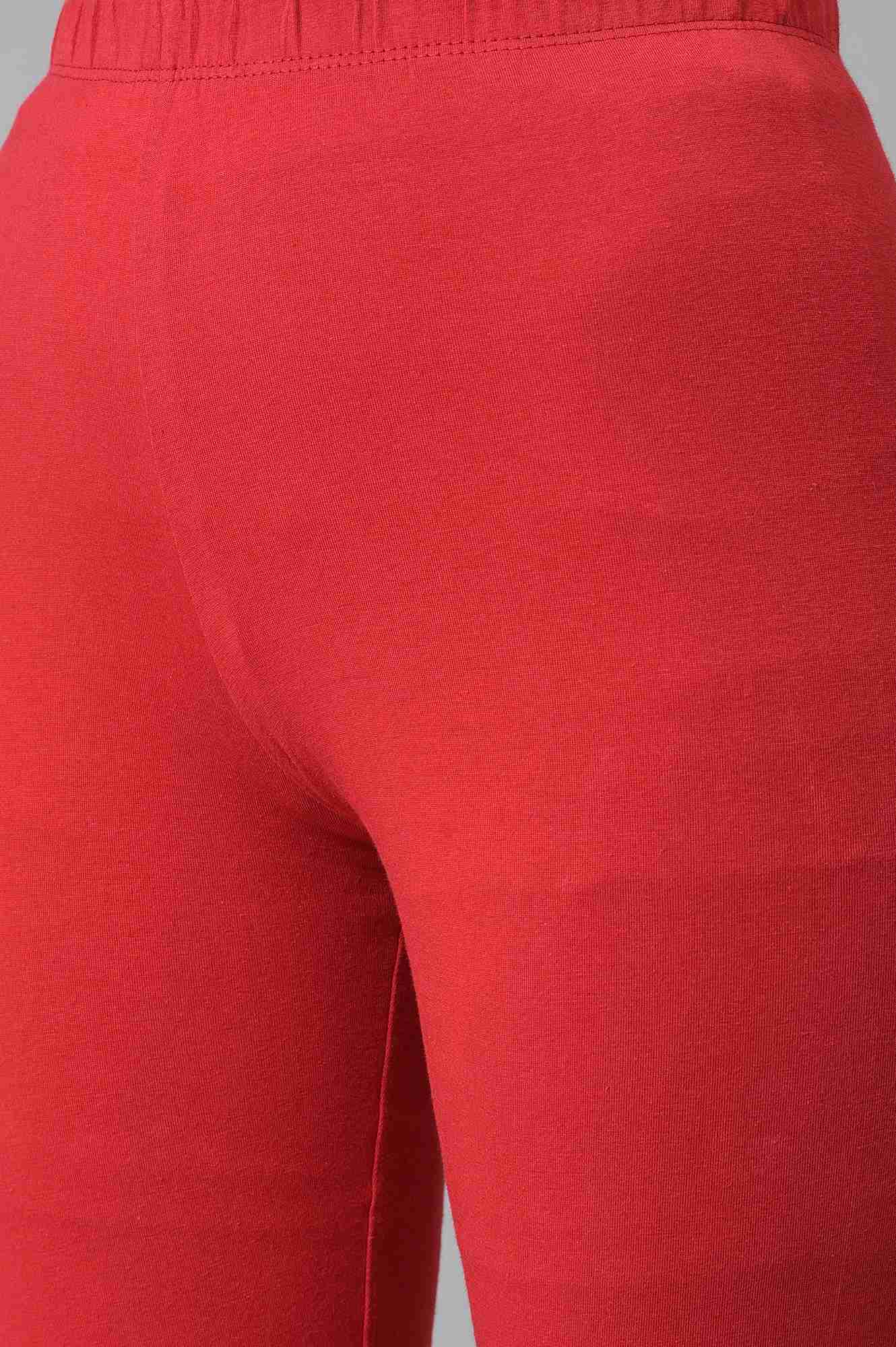 Red Cotton Lycra Tights