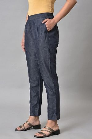 Denim Blue Solid Culottes