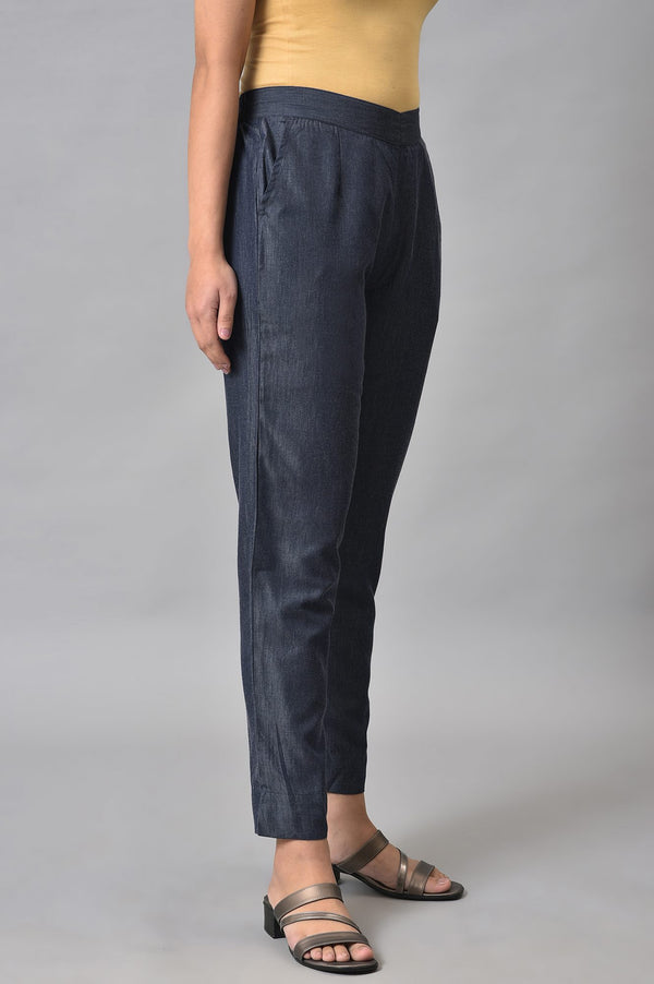 Denim Blue Solid Culottes