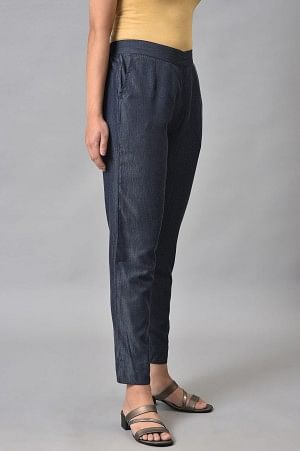 Denim Blue Solid Culottes