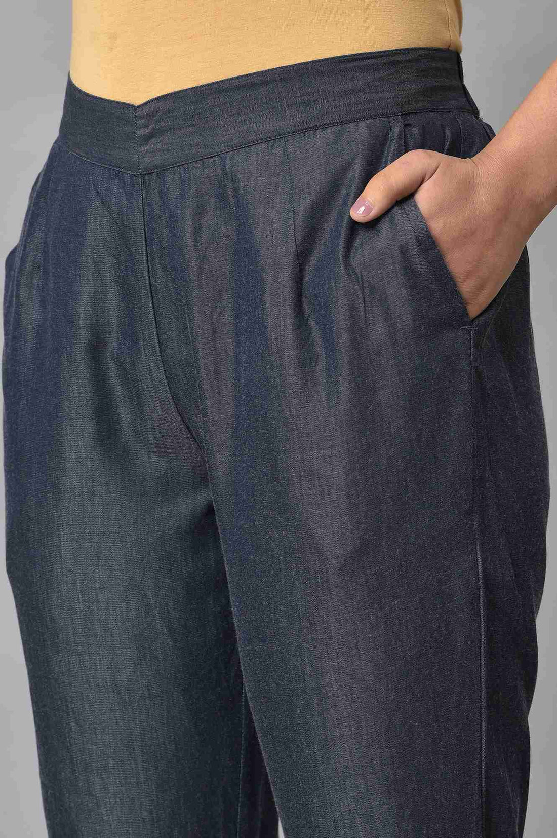 Denim Blue Solid Culottes