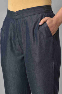 Denim Blue Solid Culottes