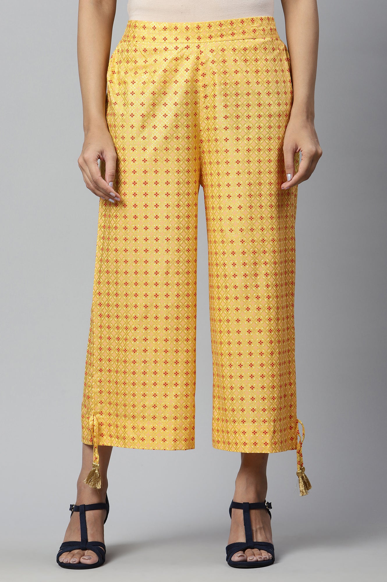 Yellow Ankle Length Straight Culottes