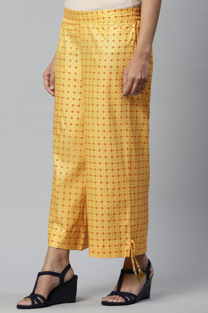 Yellow Ankle Length Straight Culottes