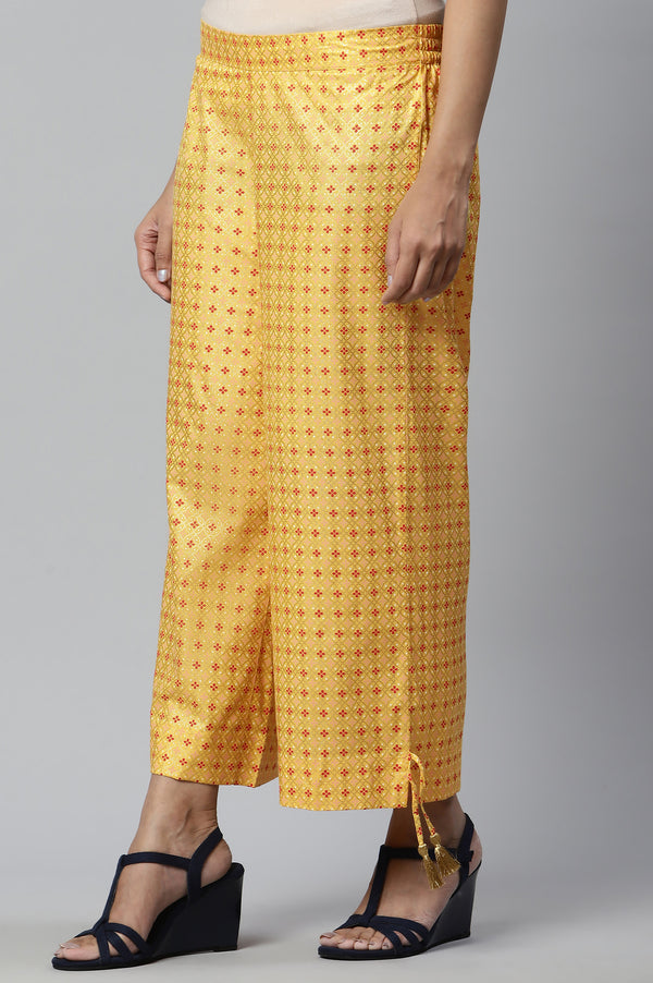 Yellow Ankle Length Straight Culottes