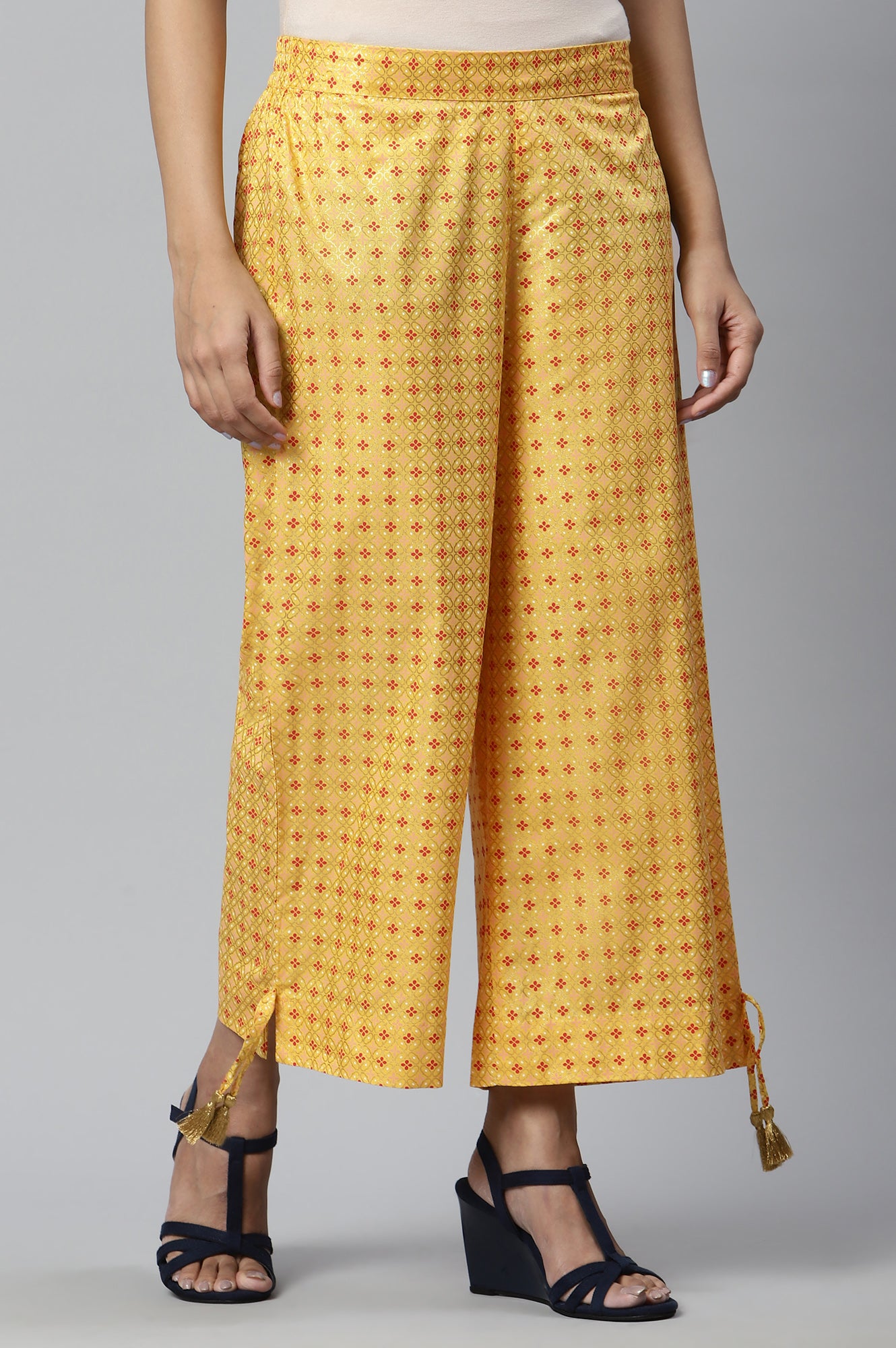 Yellow Ankle Length Straight Culottes