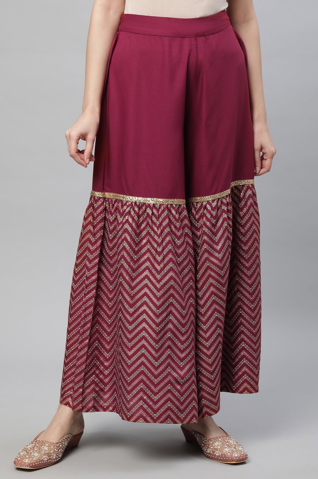 Maroon Single Tier Liva Sharara