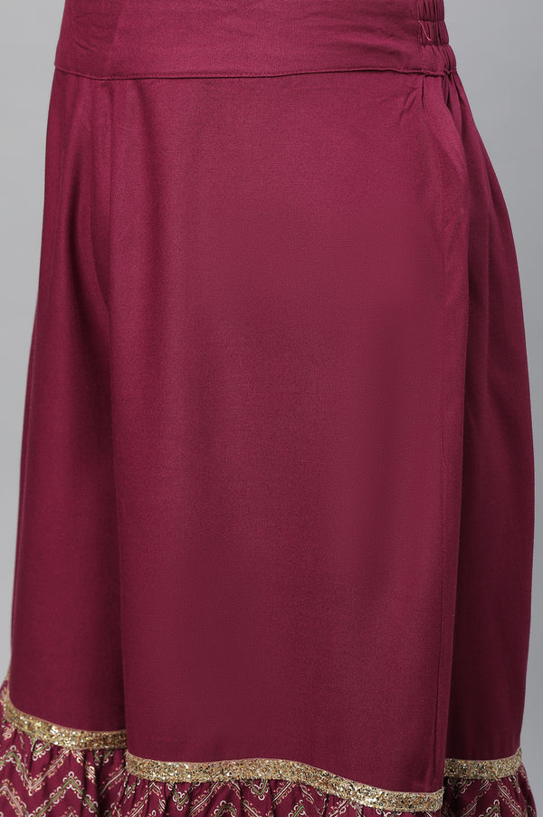 Maroon Single Tier Liva Sharara