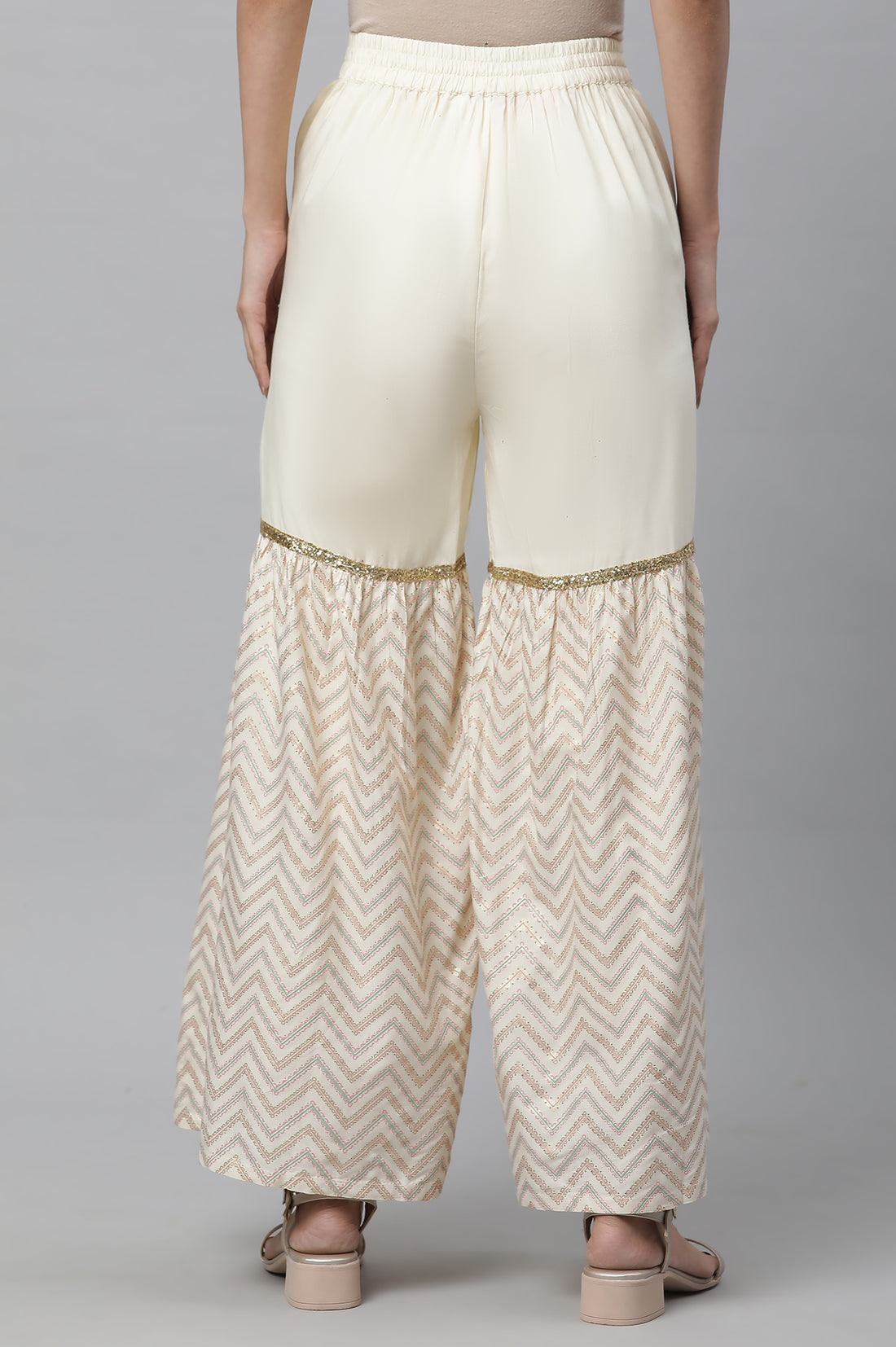 White Single Tier Liva Sharara